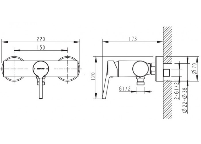 Смеситель для душа BRAVAT Palace (F9172217CP-01-RUS)