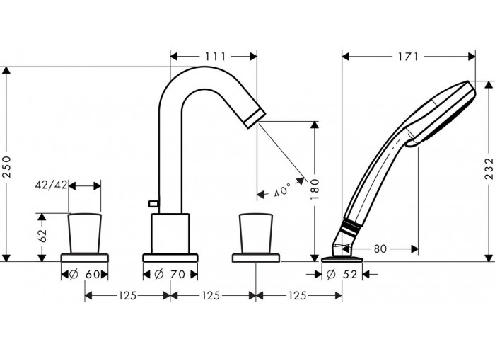 Смеситель для ванны HANSGROHE Logis (71314000)