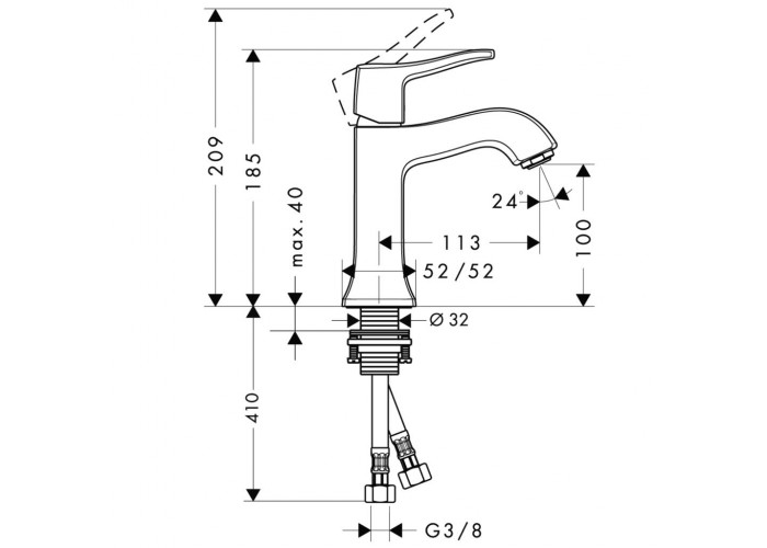 Смеситель для умывальника HANSGROHE Metris Classic (31077000)