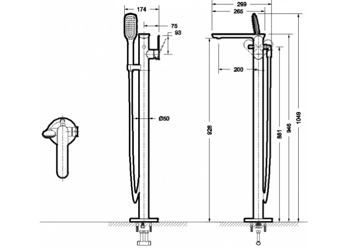 Смеситель для ванны BRAVAT Gina (F665104C-B3-ENG)